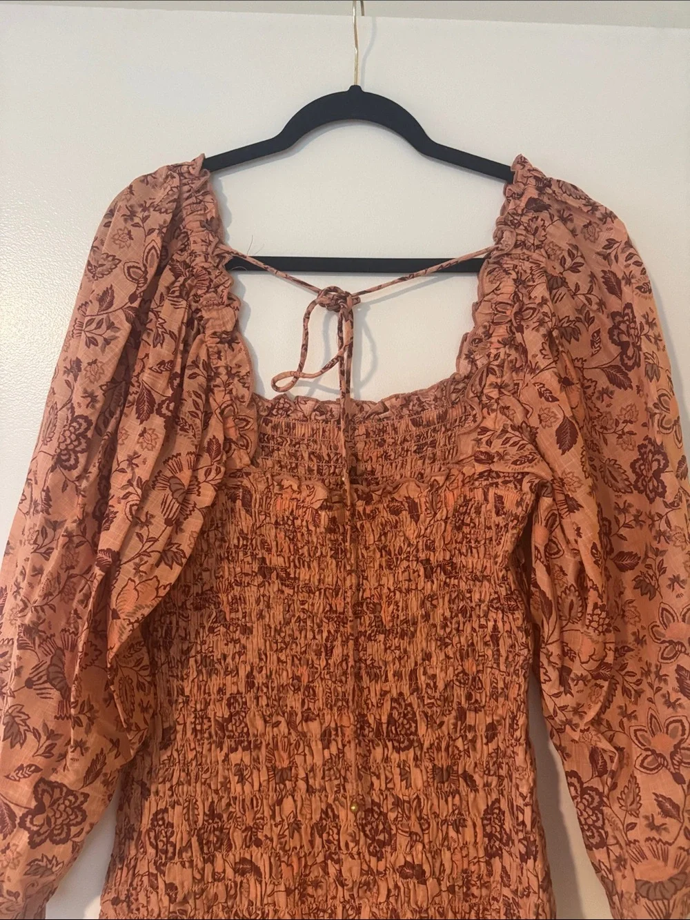 Free People Rust Floral Smocked Mini Dress